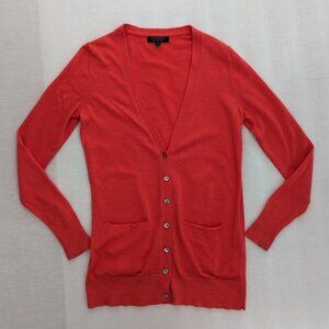 Banana Republic red button down wool red cardigan with pockets